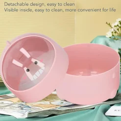 Skrivebordsaffaldsspand, sød papirkurv med låg til badeværelsesbord, skrivebord, bord, sofabord (pink)