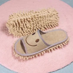Smile Face Mopping Hjemmesko Vaskbar Rengøring Gulv Dust Sli Blue OENSIZE