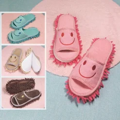 Smile Face Mopping Hjemmesko Vaskbar Rengøring Gulv Dust Sli Blue OENSIZE