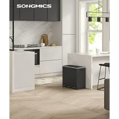 SONGMICS affaldsspand, 3 x 18 L trippelkøkken, 3-fags pedalbeholder, sort