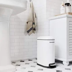 SONGMICS Lille skraldespand, 10L pedalspand, stål, hvid