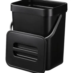 (Sort) Hængende lille skraldespand med forseglet låg under vasken, 1,3 gallon monterbar kompostspand. Ingen O