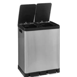 Sorteringsspand med 2 rum - Rustfrit stål Grey