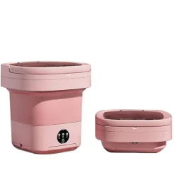 (Specialtilbud) Bærbar vaskemaskine, 11L 2-i-1 sammenklappelig vaskemaskine og centrifugering pink
