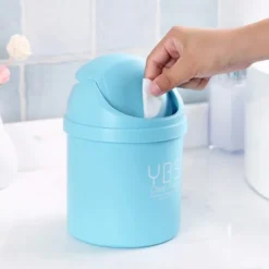 Stationær mini skraldespand Lille skraldespand Husholdning med skraldespande Skrivebord Blue S