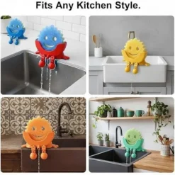 Svampestativ med Dræning 3D-Printet Scrub Daddy Stativ Sjovt Svampestativ til Køkkenvask Bordplade Svampeholder Grøn