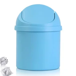Swing Cover Bin, Lille Swing Affaldsbeholder Badeværelse Kosmetik Bordplade Bin Mini Affaldsspand Badeværelse Skraldespande med Swing Låg, Lille Skrivebords Affaldsbeholder til Blue | Fyndiq