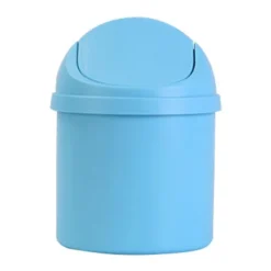 Swing Cover Bin, Lille Swing Affaldsbeholder Badeværelse Kosmetik Bordplade Bin Mini Affaldsspand Badeværelse Skraldespande med Swing Låg, Lille Skrivebords Affaldsbeholder til Blue | Fyndiq