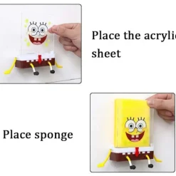 Tegneserie Svampeholder med svamp, køkkensvampe Svampebob-holder, vaskhylde svampeafløbshylde_OF
