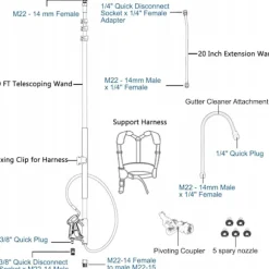 Teleskoplanse til Højtryksrenser 1,5-6,3M – 4000 PSI | Aluminium | 5 Dyser | Kompatibel med Karcher HD HDS