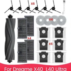 Tilbehørssæt til Dreame X40 & L40 Ultra støvsugere Hovedsidebørste Hepa Filter Moppeklud Støvposer As Shown
