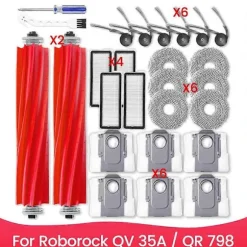 Tilbehørssæt til Roborock QV 35A / QR 798 Støvsuger Hovedsidebørste HEPA-filter Moppeklud Støvpose