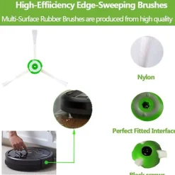 Tilbehørssæt til Roomba E5 E6 I3 I3+ I7 J7 J7+ E5154 E5158 Komplette reservedelssæt, sidebørster, filtre
