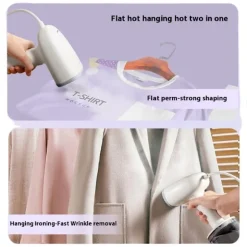Tøjdamper, håndholdt, 260 ml stor kapacitet, fjerner folder (beige)