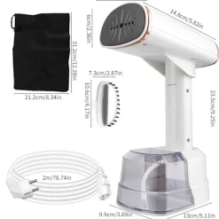 Tøjdamper 1500W hurtig opvarmning, 400ml vandtank, LCD digital display (hvid)