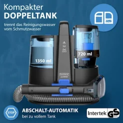 Tæppe- og møbelrens, 400W, 1,5L tank, sort/blå
