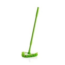 Trekantet Lazy Mop Teleskopstang Vindue Rengøring Chenille Vandabsorberende Støv Mop Mini Lazy Mop Loftbørste (1 sæt, Grøn)