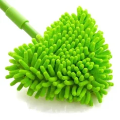 Trekantet Lazy Mop Teleskopstang Vindue Rengøring Chenille Vandabsorberende Støv Mop Mini Lazy Mop Loftbørste (1 sæt, Grøn)