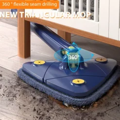 Triangel Rengøringsmopp 360° Roterbar Justerbar Mopp til Gulv Vægge Vinduer Loft Sprækker Hjørner Vådt & Tørt Rengøring Hvid