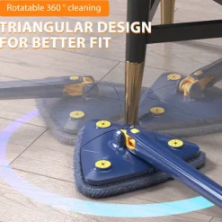 Triangel Rengøringsmopp 360° Roterbar Justerbar Mopp til Gulv Vægge Vinduer Loft Sprækker Hjørner Vådt & Tørt Rengøring Hvid