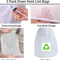 Tørretumbler Udluftning fnug Trap Catcher Bag Kit