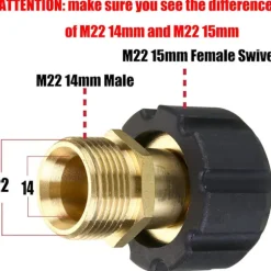 Trykvaskefitting M22 15mm 2# M22 15mm Hun til M22 14mm Han