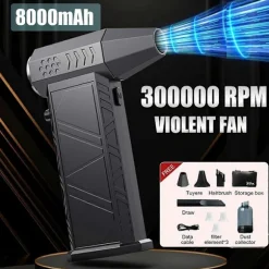 Turbo Jet Blæser 300000RPM Kraftig Luftblæser Børsteløs Motor Turbo Ventilator 8000mAh Souffleur Air Puiss