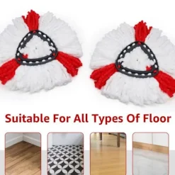 Udskiftningsmoppehoved, mikrofiber moppehoved refills kompatible med trekantet turbomoppe (3 stk. rød)