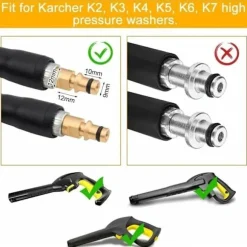 Udskiftningsslange til Karcher K2 K3 K4 K5 K6 K7 højtryksrenser, højtryksrengøringsslange med hurtigkobling og hurtigudløsning (6m)
