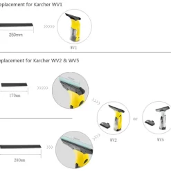 Udskiftningsvinduespudserblad til vinduesstøvsuger 2 stk. 280 mm gummiskraber tilbehør reservedel til Karcher WV2 WV5