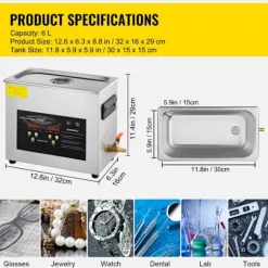 Ultralydrenser-Duoku-6 L-med Timer-Varme 400 W-Ultralydseffekt 180 W