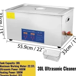 Ultralydsrenser, Digital LED Skærm, 3L Kapacitet, 240W Effekt, 30L-600W