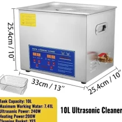 Ultralydsrenser, Digital LED Skærm, 3L Kapacitet, 240W Effekt, 10L-240W