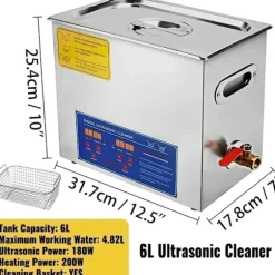 Ultralydsrenser, Digital LED Skærm, 3L Kapacitet, 240W Effekt, 6L-180W