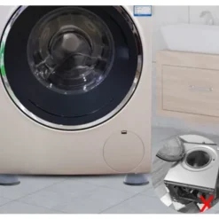 Vaskemaskine Anti-Vibrations Pude - 4-delt Sæt Støjreduktion Vaskemaskine Base - Universal Anti-Skrid