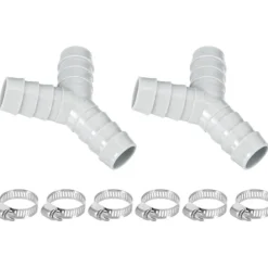 Vaskemaskineslangefordeler Y-type Reducer, 2 stk. opvaskemaskine afløbsslangeadapter Plast Trevejs Splitrørforbinder med 6 klemmer til badeværelser B | Fyndiq