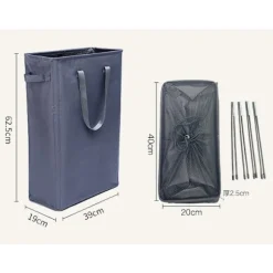 Vasketøjskurv, håndtag foldbar vasketøjskurv, tynd vasketøjskurv, smal vasketøjspose, foldbar vasketøjskurv, marineblå navy blue navy blue