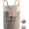 Vasketøjskurv Vasketøjskurv Opbevaringskurv Tøjkurv Bomulstov Brown 40cm(D) x45cm(H)