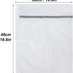 Vasketøjsnet, 2 STK Store Vaskemaskineposer med Lynlås, 40 x 50 cm Groft Net Vaskepose til Fint Vasketøj, Tøj (Hvid)