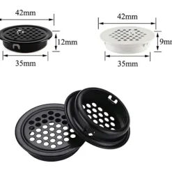 Ventilationsrist 35mm Ventilationsrist Hul Rustfrit Stål Skabsudstødningsrist Ventilation Rund Bund Mesh Ventilationshul 24 Stykker til