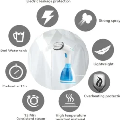 Vertikal dampstrygejern 280 ml, 1500 W dampstrygejern, manuel/automatisk justerbar bærbar dampstrygejern.