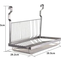 Vægmonteret sammenklappeligt opvaskestativ i rustfrit stål (37-26,5-40 cm) sundt og harmløst, let at vedligeholde. Afløbsbakke