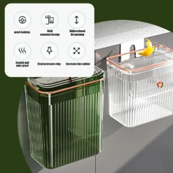 Vægmonteret skraldespand med lufttæt låg, pladsbesparende vægmonteret affaldsbeholder til køkken, badeværelse, stue, klare designs holdbar ophængning Transparent green large size | Fyndiq