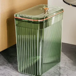Vægmonteret skraldespand med lufttæt låg, pladsbesparende vægmonteret affaldsbeholder til køkken, badeværelse, stue, klare designs holdbar ophængning Transparent green large size | Fyndiq