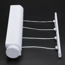 Vægmonteret tørrestativ, fold-out tøj tørretumbler med 5 ledninger på 3,80 meter, robust tøj tørrestativ til indendørs og udendørs