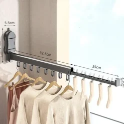 Vægmonteret tørrestativ med sugekop, 90° foldbart tørrestativ i aluminiumslegering til indendørs og udendørs brug.
