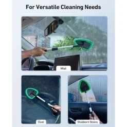 Vinduesrenser, bilvinduesrensningsværktøj til indersiden med 4 genanvendelige og vaskbare mikrofiberpuder, grøn-FF- green