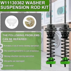 W11130362 4 stk. Vaskemaskineophængsstangssæt, til vaskemaskiner - passer til 11022352510, Wtw5000dw2, mvwc565fw0, Wtw5000dw0
