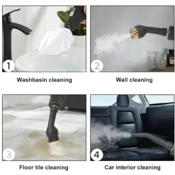 2500W damprenser – håndholdt steam cleaner til køkken, grill og hjem, damprenser rengøring Black