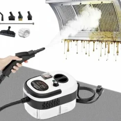 2500W damprenser – håndholdt steam cleaner til køkken, grill og hjem, damprenser rengøring Black